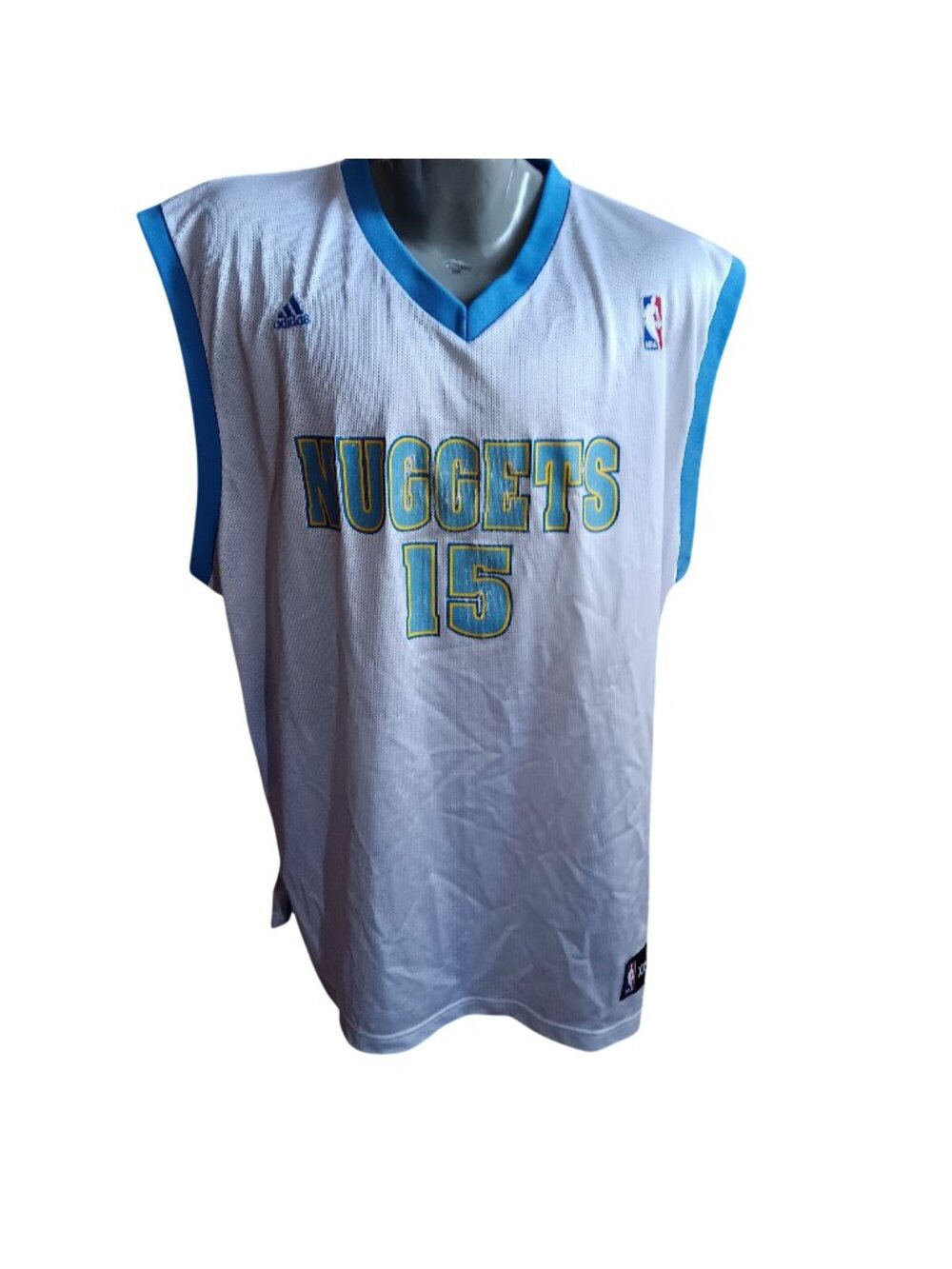 XXL Adidas Carmelo Anthony Denver Nuggets #15 Jersey Authentic NBA White Vtg